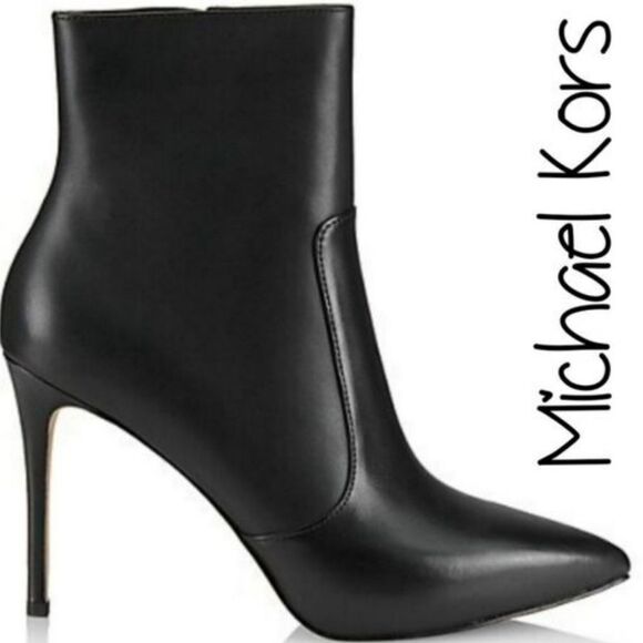 NIB Michael Kors Rue Stiletto Bootie - Black Leather - Picture 2 of 12